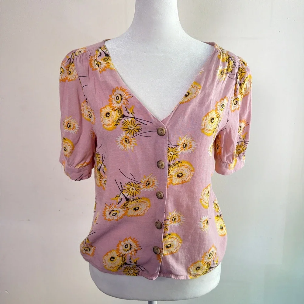 Madewell Dutch Dandelion Plaza Top Pink XS Excellent - Picture 1 of 8